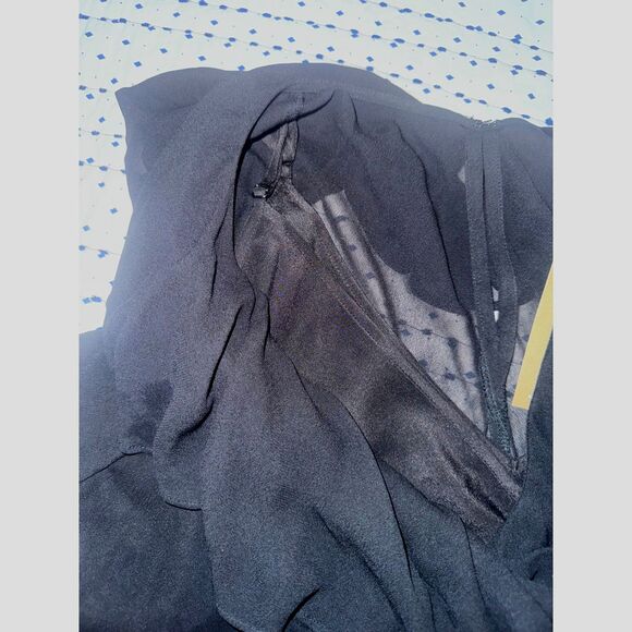 J.CREW NWT Blouse 2X Black Ruffled Chiffon Layered Cami V-Neck Career Sexy Top - Picture 13 of 14